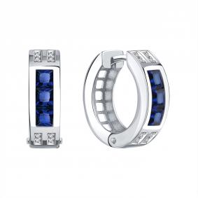 Серьги из белого золота Karatov Т30602В878 с бриллиантом и сапфиром Т30602В878 фото
