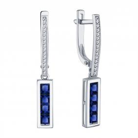 Серьги из белого золота Karatov Т30602В880 с бриллиантом и сапфиром Т30602В880 фото