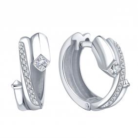 Серьги из белого золота Karatov Т30602В971 с бриллиантом Т30602В971 фото