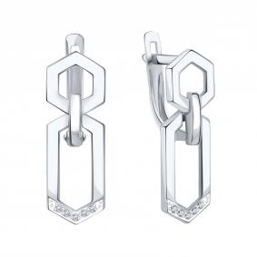 Серьги из белого золота Karatov Т30602Г101 с бриллиантом Т30602Г101 фото