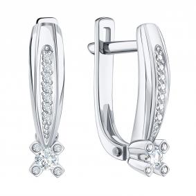 Серьги из белого золота Karatov Т30602Г181 с бриллиантом Т30602Г181 фото