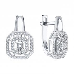 Серьги из белого золота Karatov Т30602Г340 с бриллиантом Т30602Г340 фото