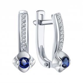 Серьги из белого золота Karatov Т30602Г341 с бриллиантом и сапфиром Т30602Г341 фото