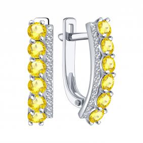 Серьги из белого золота Karatov Т30602Г473 с бриллиантом и сапфиром Т30602Г473 фото