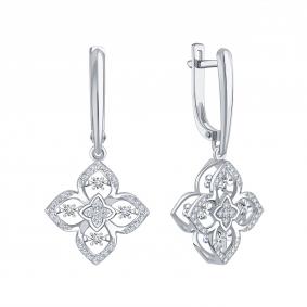 Серьги из белого золота Karatov с танцующим бриллиантом Т30662В998 Т30662В998 фото