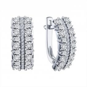 Серьги из белого золота Karatov Т30662Г656 с бриллиантом Т30662Г656 фото