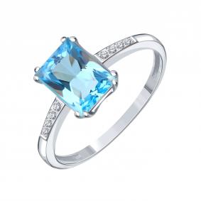 Кольцо из белого золота Karatov Т30701Б420 с топазом и фианитом Т30701Б420 фото