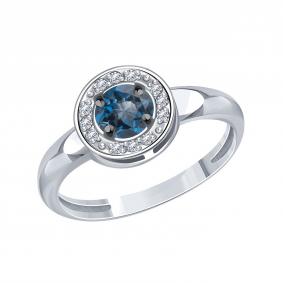 Кольцо из белого золота Karatov Т30701Б934 с топазом и фианитом Т30701Б934 фото