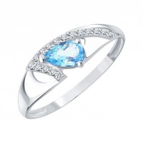 Кольцо из белого золота Karatov Т30701Д833 с топазом и фианитом Т30701Д833 фото