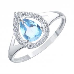 Кольцо из белого золота Karatov Т30701Д835 с топазом и фианитом Т30701Д835 фото