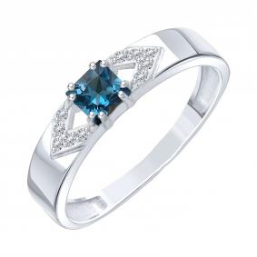 Кольцо из белого золота Karatov Т30701И048 с фианитом и Лондон топазом Т30701И048 фото