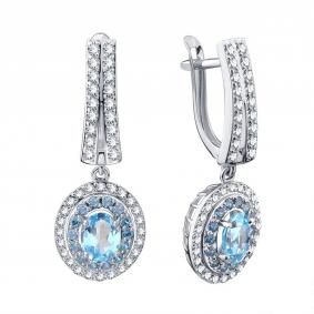 Серьги из белого золота Karatov Т30702Г923 с топазом и фианитом Т30702Г923 фото