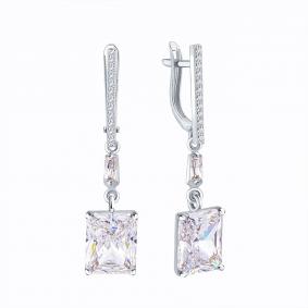 Серьги из белого золота Karatov Т30702Е557-К с фианитом Т30702Е557-К фото