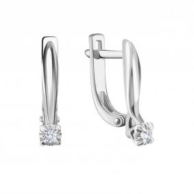 Серьги из белого золота Karatov Т33102В269 с бриллиантом Т33102В269 фото