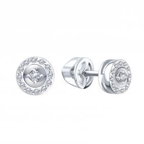 Серьги из белого золота Karatov Т33102В469 с бриллиантом Т33102В469 фото