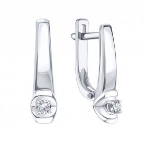 Серьги из белого золота Karatov Т33102В635 с бриллиантом Т33102В635 фото
