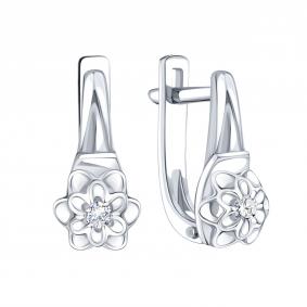Серьги из белого золота Karatov Т33102В873 с бриллиантом Т33102В873 фото