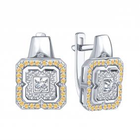 Серьги из белого золота Karatov Т33102Г175 с бриллиантом Т33102Г175 фото