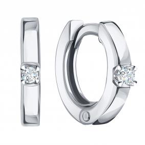 Серьги из белого золота Karatov Т33102Г182 с бриллиантом Т33102Г182 фото