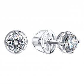 Серьги из белого золота Karatov Т33102Г503 с бриллиантом Т33102Г503 фото