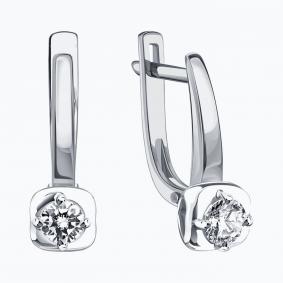 Серьги из белого золота Karatov Т33102Г504 с бриллиантом Т33102Г504 фото