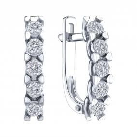 Серьги из белого золота Karatov Т33102Е213 с бриллиантом Т33102Е213 фото