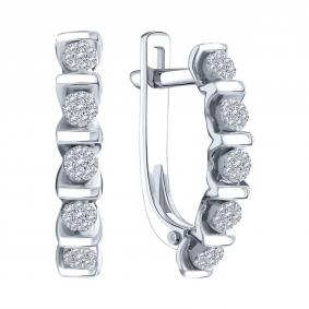 Серьги из белого золота Karatov Т33102Е215 с бриллиантом Т33102Е215 фото