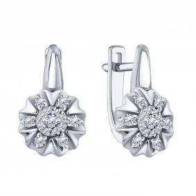 Серьги из белого золота Karatov Т33102Е318 с бриллиантом Т33102Е318 фото