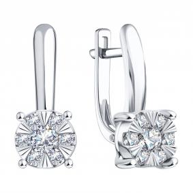 Серьги из белого золота Karatov Т33162Е039 с бриллиантом Т33162Е039 фото