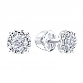 Серьги из белого золота Karatov Т33162Е041 с бриллиантом Т33162Е041 фото