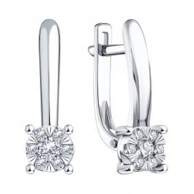 Серьги из белого золота Karatov Т33162Е043 с бриллиантом Т33162Е043 фото