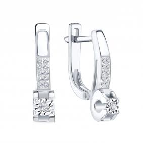 Серьги из белого золота Karatov Т33562В233 с бриллиантом Т33562В233 фото