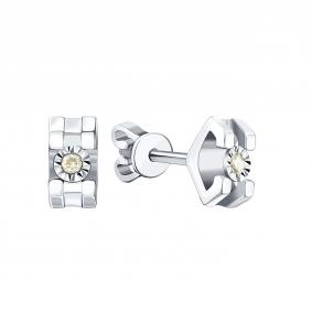 Серьги из белого золота Karatov Т33562В298 с бриллиантом Т33562В298 фото