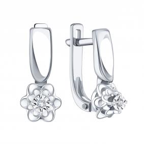 Серьги из белого золота Karatov Т33562В874 с бриллиантом Т33562В874 фото