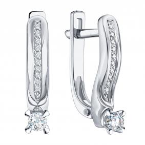 Серьги из белого золота Karatov Т33602Г179 с бриллиантом Т33602Г179 фото