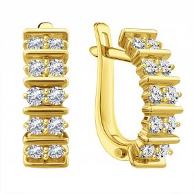 Серьги из лимонного золота Karatov Т90102Г826-К с бриллиантом Т90102Г826-К фото