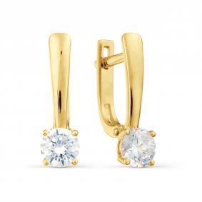 Серьги из лимонного золота Karatov Т902028243 с фианитом Т902028243 фото