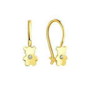 Серьги из лимонного золота Karatov Т90202В276 с фианитом Т90202В276 фото