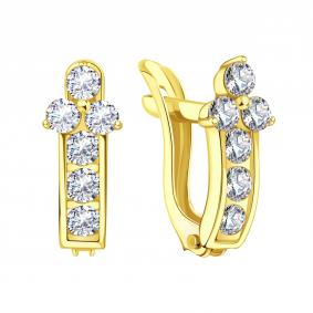 Серьги из лимонного золота Karatov Т90202В679 с фианитом Т90202В679 фото