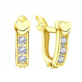 Серьги из лимонного золота Karatov Т90202В680-02 с фианитом Т90202В680-02 фото