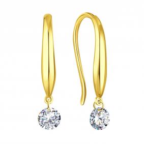 Серьги из лимонного золота Karatov Т90202В790 с фианитом Т90202В790 фото