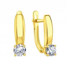 Серьги из лимонного золота Karatov Т90202В819 с фианитом Т90202В819 фото