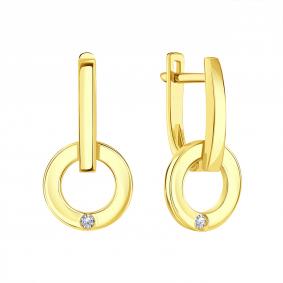 Серьги из лимонного золота Karatov Т90202Г335 с фианитом Т90202Г335 фото