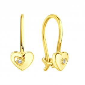 Серьги из лимонного золота Karatov Т90202Е516 с фианитом Т90202Е516 фото