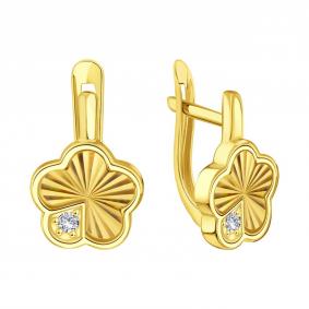 Серьги из лимонного золота Karatov Т90262Г931 с фианитом Т90262Г931 фото