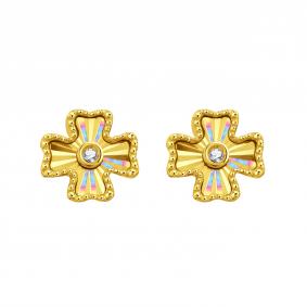 Серьги из лимонного золота Karatov Т90262Е387 с фианитом Т90262Е387 фото