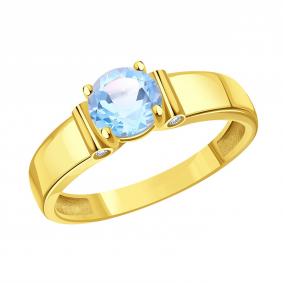 Кольцо из лимонного золота Karatov Т90301Д016 с топазом и фианитом Т90301Д016 фото