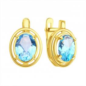 Серьги из лимонного золота Karatov Т90302Е194 с топазом Т90302Е194 фото