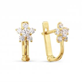 Серьги из лимонного золота Karatov Т907027640 с фианитом Т907027640 фото