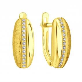 Серьги из лимонного золота Karatov Т90762Г077 с фианитом Т90762Г077 фото